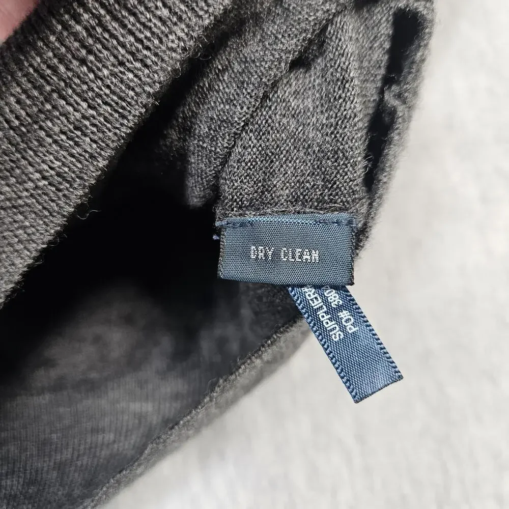 Polo Ralph Lauren Sweater Mens 2XL Gray Merino Wool V-Neck Embroidered Pony